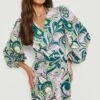 Robe Blazer Cache-cœur Imprimée 1 Robe Blazer Cache-cœur Imprimée -BOOHO Kleidung Magasin gzz16910 green xl