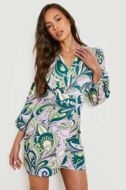 Robe Blazer Cache-cœur Imprimée -BOOHO Kleidung Magasin gzz16910 green xl 3