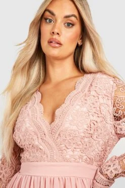 Grande Taille - Robe Dos Nu En Dentelle -BOOHO Kleidung Magasin gzz17121 blush xl 3