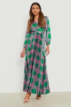 Robe Cache-cœur Mi-longue à Imprimé Aztèque -BOOHO Kleidung Magasin gzz17836 green xl 2