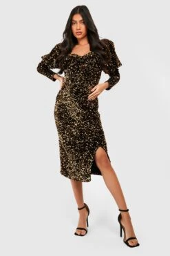 Maternité - Robe De Grossesse Pailletée à Manches Bouffantes