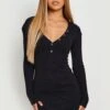 Petite - Robe Boutonnée à Col V -BOOHO Kleidung Magasin gzz17944 black xl