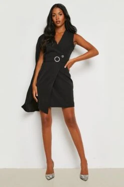 Tall - Robe Blazer Asymétrique Sans Manches -BOOHO Kleidung Magasin gzz18360 black xl 2