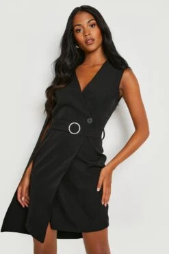 Tall - Robe Blazer Asymétrique Sans Manches -BOOHO Kleidung Magasin gzz18360 black xl 3