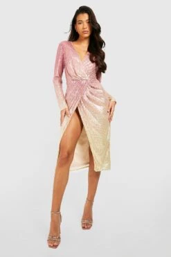 Tall - Robe Portefeuille Pailletée -BOOHO Kleidung Magasin gzz18888 blush xl 2