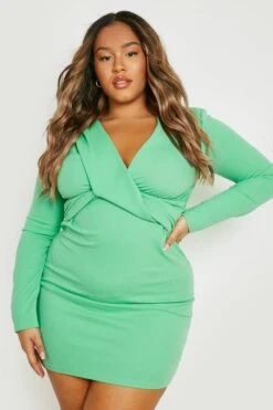 Grande Taille - Robe Blazer à Détails Croisés 8 Grande Taille - Robe Blazer à Détails Croisés -BOOHO Kleidung Magasin gzz19296 bright20green xl 2