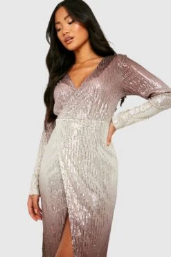 Petite - Robe Portefeuille Pailletée -BOOHO Kleidung Magasin gzz19341 chocolate xl 2