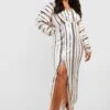 Grande Taille - Robe Longue Fendue Pailletée à Rayures -BOOHO Kleidung Magasin gzz19797 nude xl