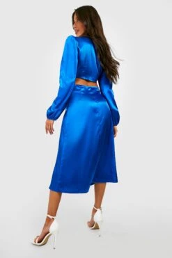 Robe Portefeuille Satinée à Imprimé Abstrait -BOOHO Kleidung Magasin gzz19923 blue xl 1