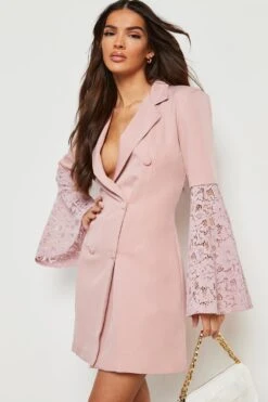 Robe Blazer En Dentelle à Manches Flare -BOOHO Kleidung Magasin gzz20548 blush xl 3