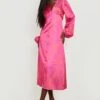 Robe Mi-longue Fleurie Satinée -BOOHO Kleidung Magasin gzz20557 pink xl