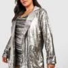 Grande Taille - Ensemble Pailleté Avec Blazer Et Robe Courte -BOOHO Kleidung Magasin gzz21002 silver xl