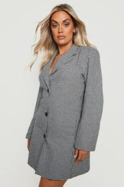BOOHOO Grande Taille - Robe Blazer Premium à Imprimé Pied-de-poule