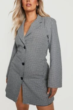BOOHOO Grande Taille - Robe Blazer Premium à Imprimé Pied-de-poule 9 BOOHOO Grande Taille - Robe Blazer Premium à Imprimé Pied-de-poule -BOOHO Kleidung Magasin gzz21011 black xl 3