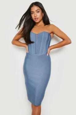 Petite - Robe Bandage à Agrafes -BOOHO Kleidung Magasin gzz21241 steel xl 2