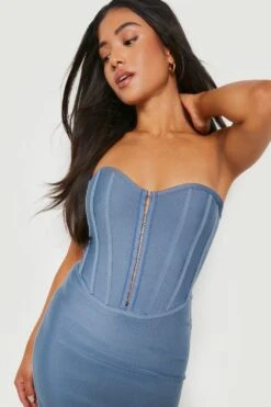 Petite - Robe Bandage à Agrafes -BOOHO Kleidung Magasin gzz21241 steel xl 3