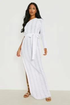 Tall - Robe De Plage Asymétrique En Crochet -BOOHO Kleidung Magasin gzz21566 white xl 2