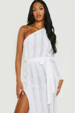 Tall - Robe De Plage Asymétrique En Crochet -BOOHO Kleidung Magasin gzz21566 white xl 3