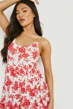 Robe Mi-longue à Imprimé Porcelaine -BOOHO Kleidung Magasin gzz21677 red xl 3