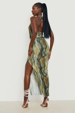 Robe Longue Imprimée Effet Plissé -BOOHO Kleidung Magasin gzz22923 green xl 1