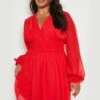 Grande Taille - Robe Plumetis à Manches Longues -BOOHO Kleidung Magasin gzz23478 red xl