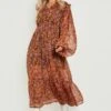 Grande Taille - Robe Mi-longue à Imprimé Fleuri -BOOHO Kleidung Magasin gzz23726 brown xl