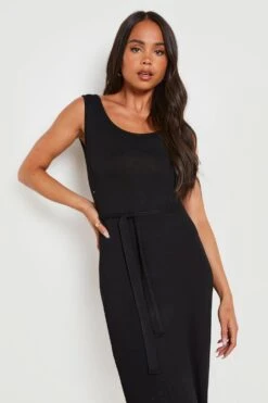 Petite - Robe à Col Rond Et Ceinture -BOOHO Kleidung Magasin gzz24018 black xl 3