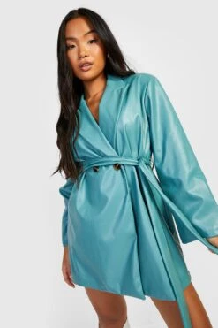 Petite - Robe Blazer En Similicuir à Ceinture