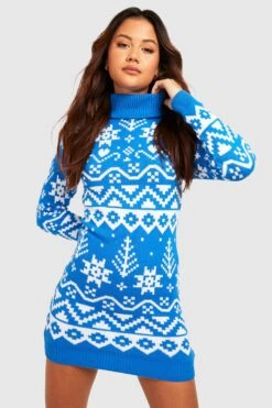 Petite - Robe Pull De Noël Imprimée à Col Roulé