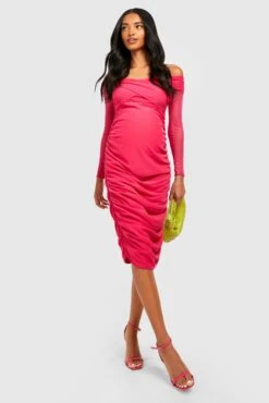 Maternité - Robe De Grossesse Froncée à épaules Dénudées