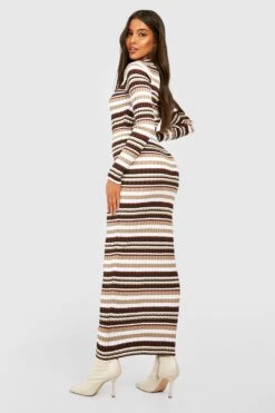 Robe Longue Rayée En Maille -BOOHO Kleidung Magasin gzz24406 chocolate xl 1