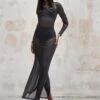 Kourtney Kardashian Barker - Robe Longue En Mesh -BOOHO Kleidung Magasin gzz24509 black xl