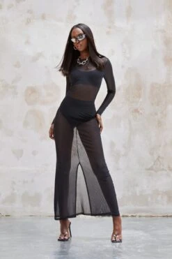 Kourtney Kardashian Barker - Robe Longue En Mesh -BOOHO Kleidung Magasin gzz24509 black xl 3