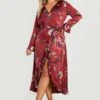 Grande Taille - Robe Portefeuille Fleurie à Volants -BOOHO Kleidung Magasin gzz24597 berry xl