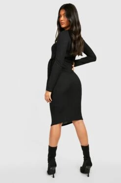 BOOHOO Maternité - Robe De Grossesse Nouée Côtelée -BOOHO Kleidung Magasin gzz24635 black xl 1