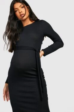 BOOHOO Maternité - Robe De Grossesse Nouée Côtelée -BOOHO Kleidung Magasin gzz24635 black xl 3