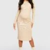 Maternité - Robe De Grossesse Fendue à Manches Longues -BOOHO Kleidung Magasin gzz24636 stone xl