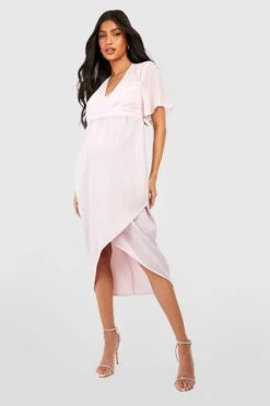 Maternité - Robe De Grossesse Portefeuille Torsadée -BOOHO Kleidung Magasin gzz24646 blush xl 2