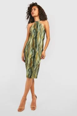 Robe Mi-longue Tie Dye Dos Nu -BOOHO Kleidung Magasin gzz24743 khaki xl 2