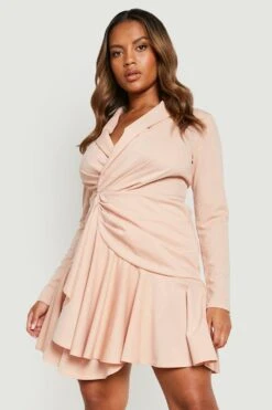 Grande Taille - Robe Blazer à Volants