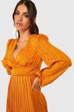 Robe Patineuse Mi-longue Plissée -BOOHO Kleidung Magasin gzz25423 mustard xl 3