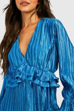 Robe Mi-longue Plissée à Volants -BOOHO Kleidung Magasin gzz25431 bright20blue xl 3