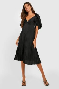Robe Mi-longue Plissée à Manches Larges -BOOHO Kleidung Magasin gzz25439 black xl 2