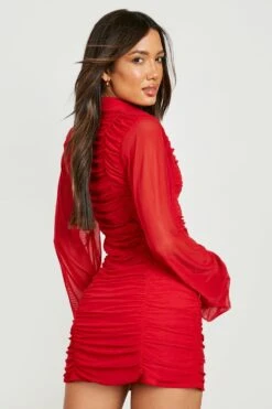 Robe Chemise Froncée Drapée -BOOHO Kleidung Magasin gzz25481 berry xl 1