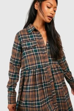 Robe Babydoll Oversize à Carreaux -BOOHO Kleidung Magasin gzz25485 chocolate xl 3