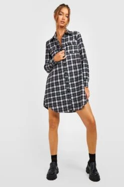 Robe Chemise Oversize à Carreaux 9 Robe Chemise Oversize à Carreaux -BOOHO Kleidung Magasin gzz25487 black xl 3
