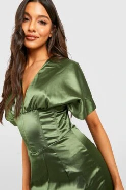 Robe Corset Satinée -BOOHO Kleidung Magasin gzz25488 olive xl 3
