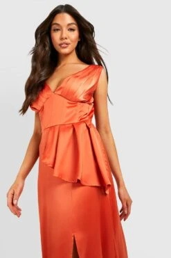 Robe Corset Satinée à Volants 8 Robe Corset Satinée à Volants -BOOHO Kleidung Magasin gzz25490 rust xl 2