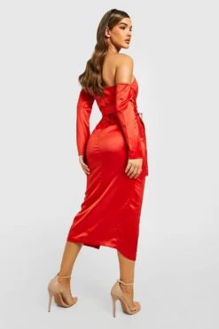 Robe Crayon Drapée à Col Bateau Et Ceinture -BOOHO Kleidung Magasin gzz25544 terracotta xl 1