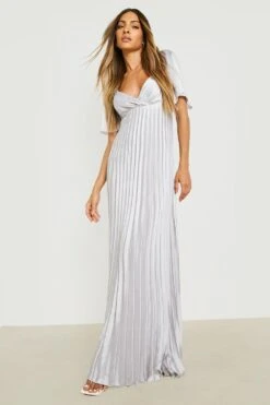Robe Longue Satinée Plissée -BOOHO Kleidung Magasin gzz25609 silver xl 2